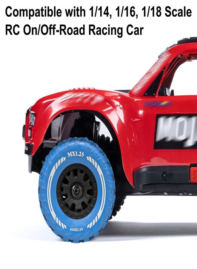 LRFHL 12mm Hex RC Wheels and Tires Pre-Glued Wheel Tire Set Compatible with MJX Hyper Go 14301 14302 14303, Arrma Mojave Grom, Traxxas Tamiya Kyosho HPI 1/14 1/16 1/18 RC On/Off-Road Racing Car (4PCS) - Image 3
